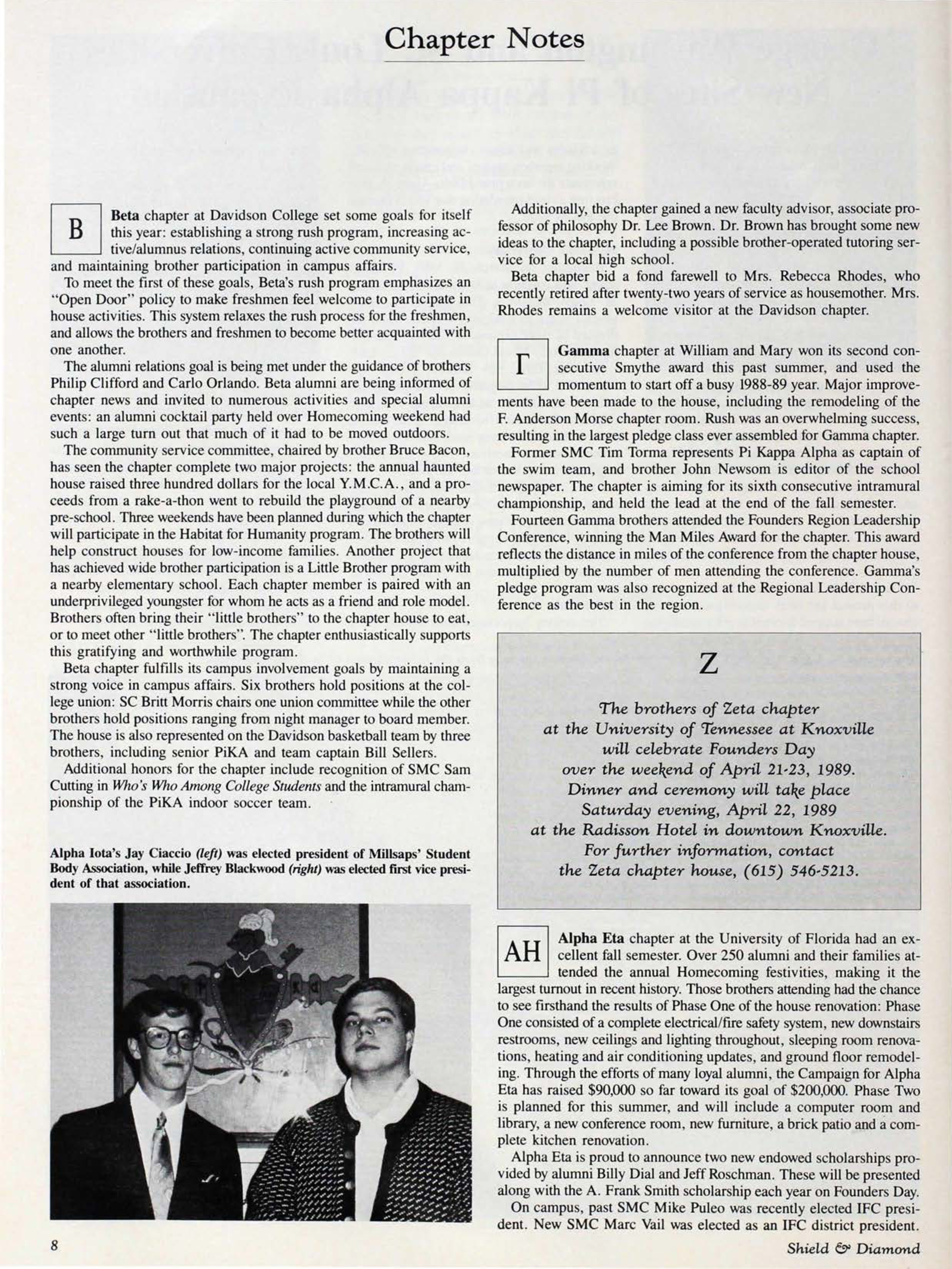 Chapter Notes, March 1989